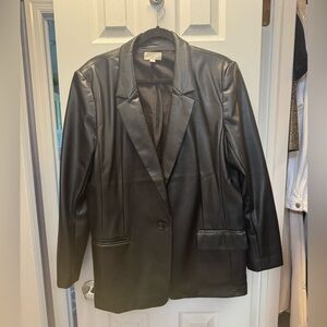 LOFT Black Faux Leather Blazer